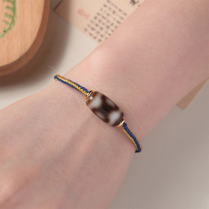 Wear FengShui Tibetan Three-eyed Dzi Bead Luck Happiness Bracelet