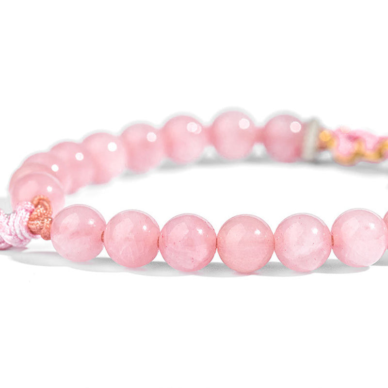 Wear FengShui 999 Sterling Silver Natural Red Agate Pink Crystal Cherry blossom Bracelet