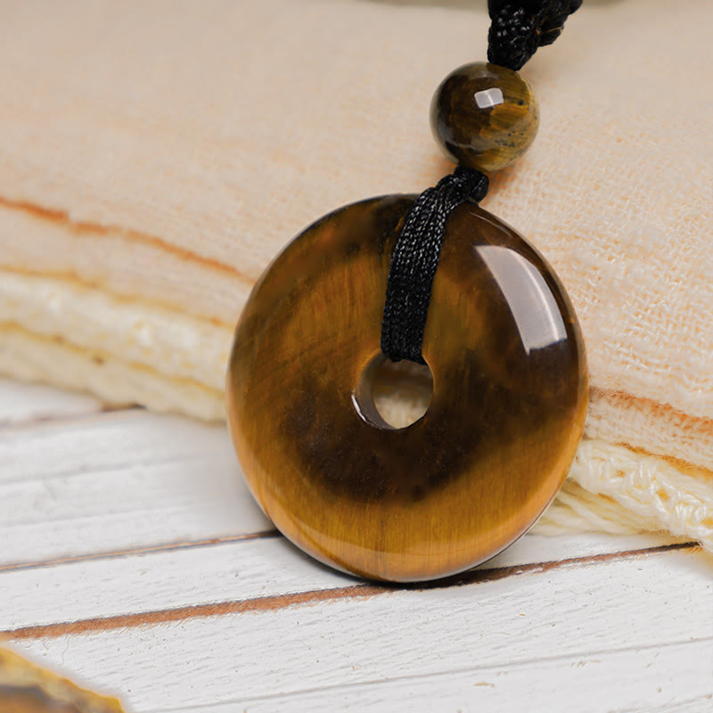 Wear FengShui Lucky Coin Pendant Healing Crystal Gemstone Necklace