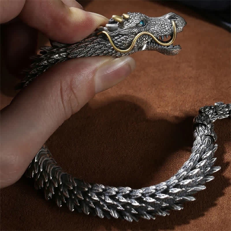 Wear FengShui Nordic Dragon Handmade Amulet Luck Protection Chain Bracelet