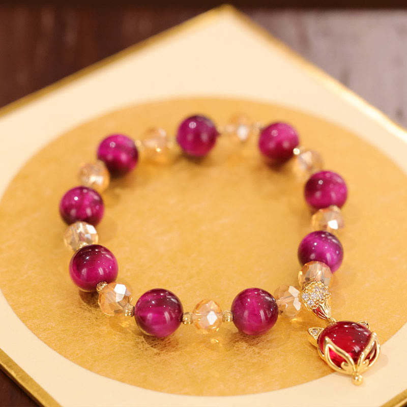 Wear FengShui Red Tiger Eye PiXiu Fox Protection Self Confidence Bracelet