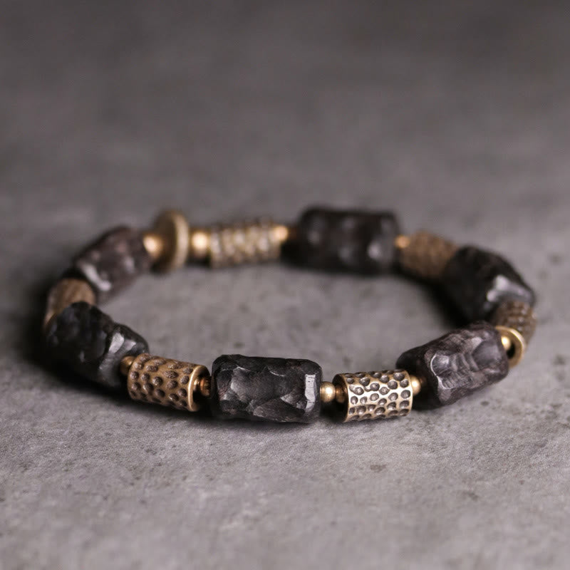 Wear FengShui Tibetan Ebony Wood Copper Calm Peace Bracelet