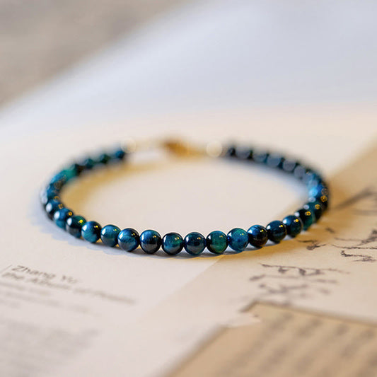 Wear FengShui Natural Blue Tiger Eye Stone Protection Chain Bracelet
