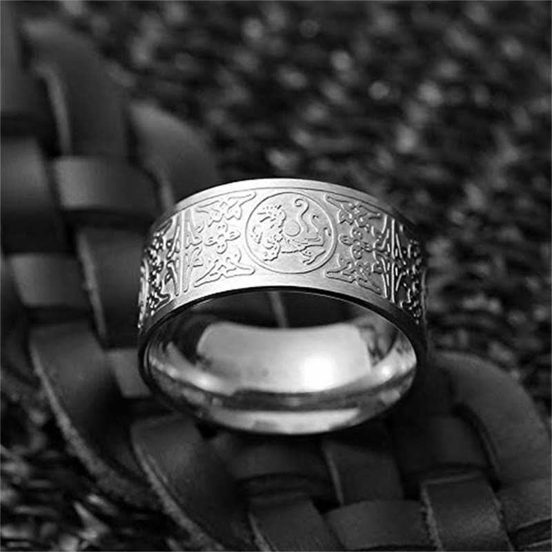 Wear FengShui Four Guardian Beast Dragon White Tiger Suzaku Basalt Carved Success Luck Ring