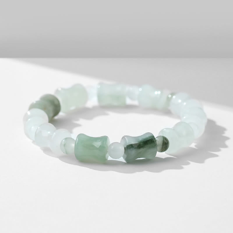 Wear FengShui Jade Coconut Shell Bamboo Pattern Abundance Luck Bracelet