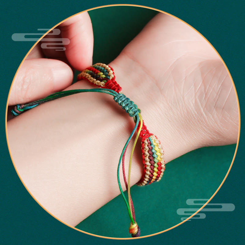 Wear FengShui Tibet Handmade Rainbow Multicolored Protection Braided String Bracelet