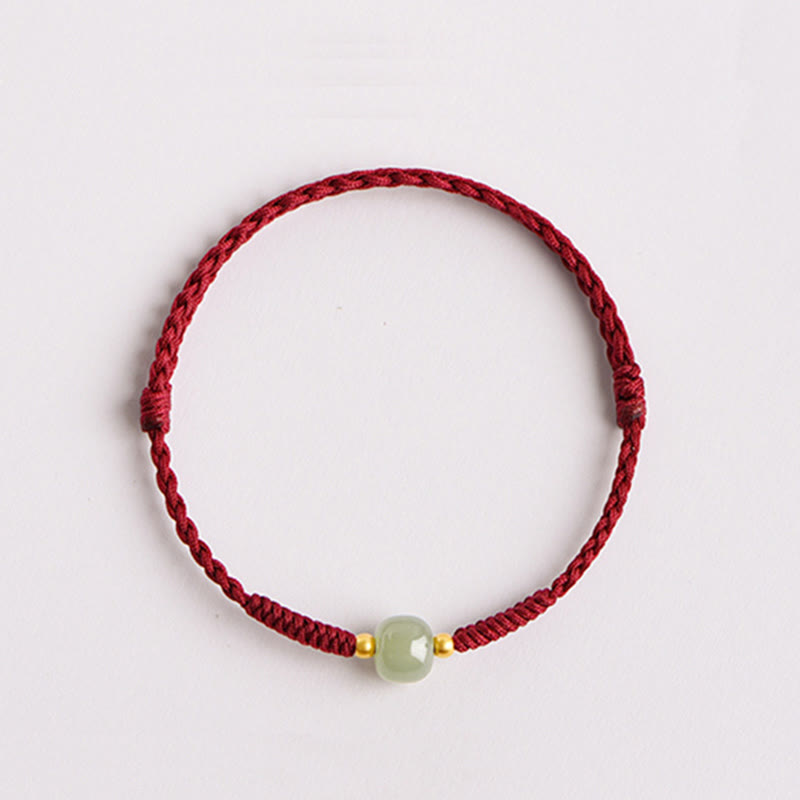 Wear FengShui Handmade Jade Lucky Bead Prosperity Braided Bracelet