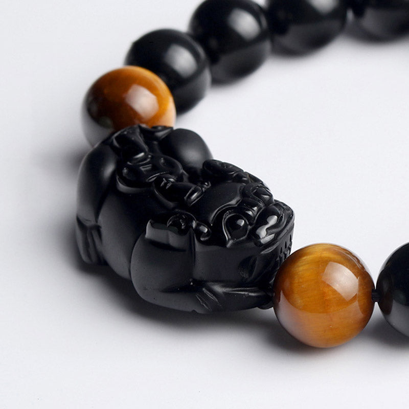 Wear FengShui FengShui PiXiu Rainbow Obsidian Tiger Eye Wealth Bracelet