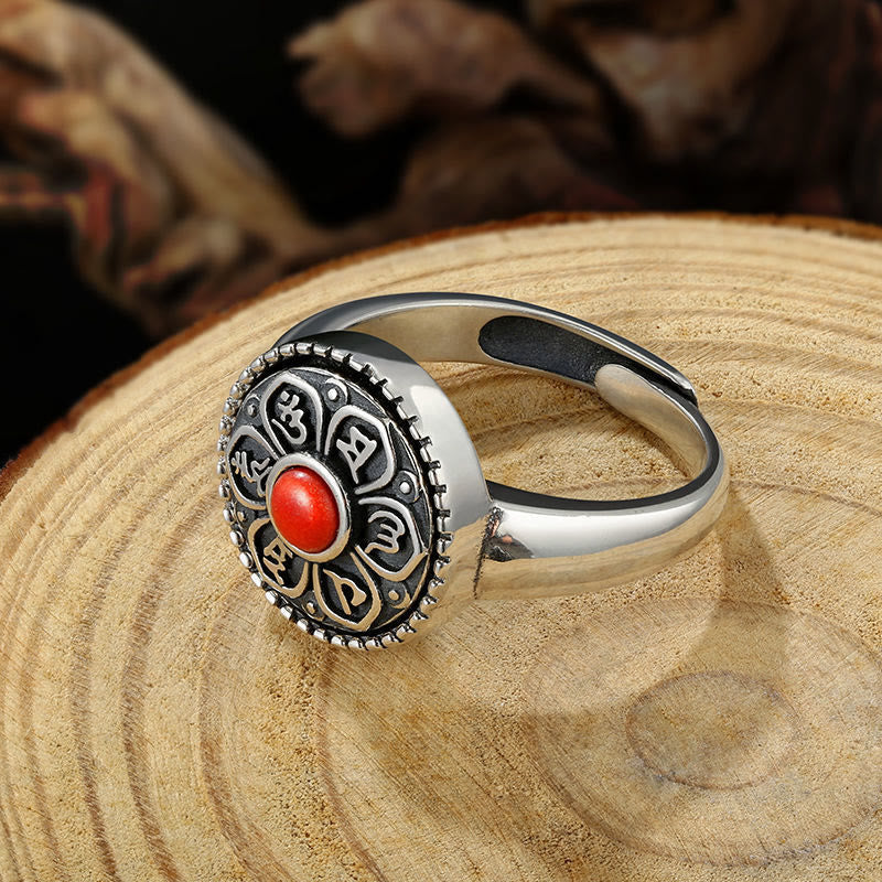 Wear FengShui Tibetan Om Mani Padme Hum Peace Rotatable Ring