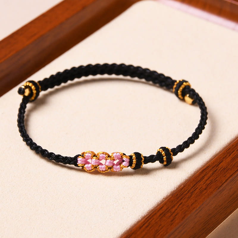 Wear FengShui Handmade Peach Blossom Protection Braided Rope Bracelet