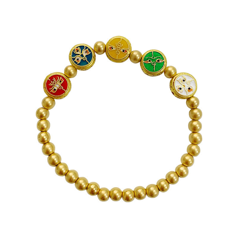 Wear FengShui Tibetan Five God Of Wealth Copper Beads Luck Bracelet