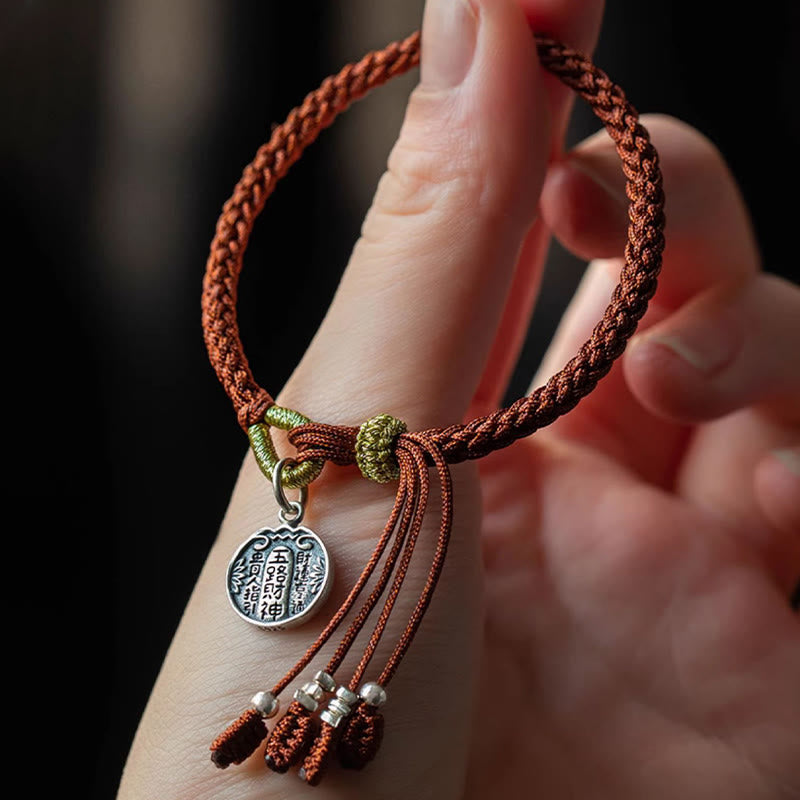 Wear FengShui Handmade 925 Sterling Silver Five Directions Gods of Wealth Luck Protection String Braid Bracelet