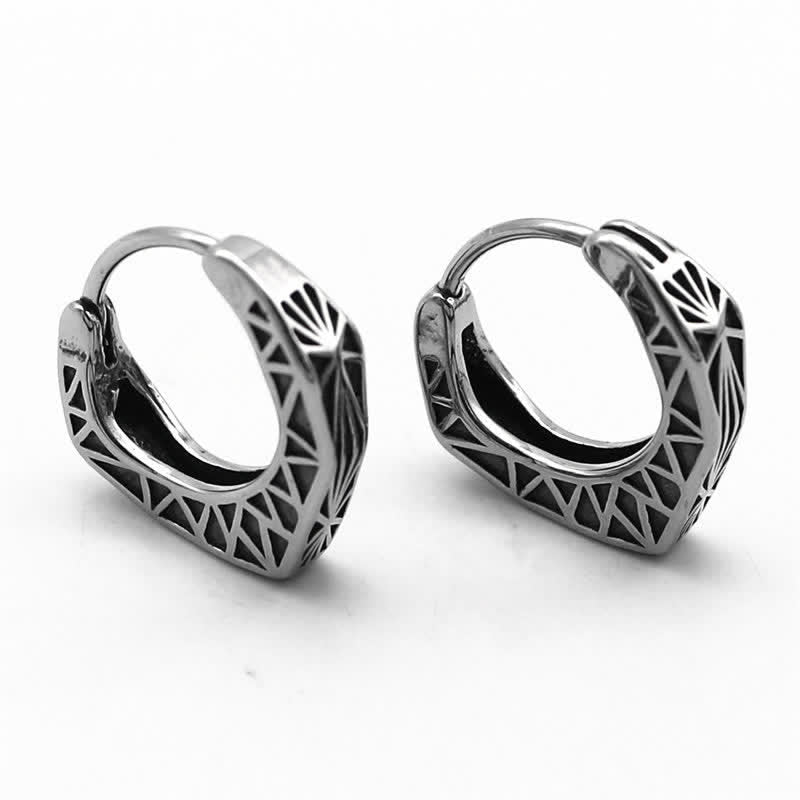 Wear FengShui Viking Hoop Titanium Steel Balance Earrings
