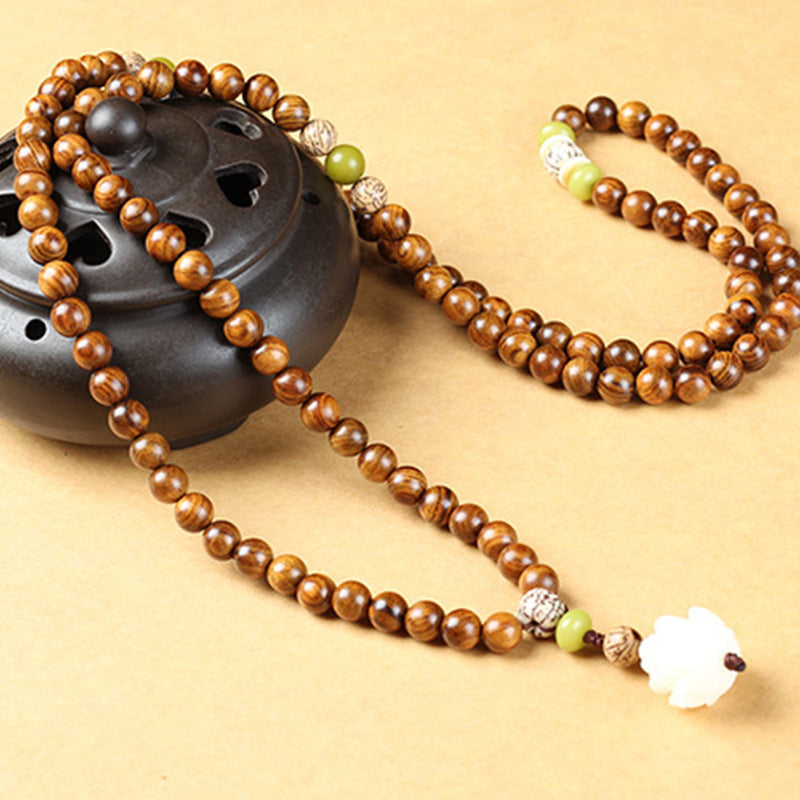 Wear FengShui Tibetan Rosewood Lotus Mala Protection Calm Necklace Bracelet