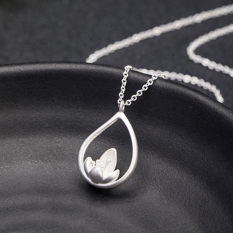 Wear FengShui 925 Sterling Silver Lotus Flower Floral Enlightenment Necklace Pendant