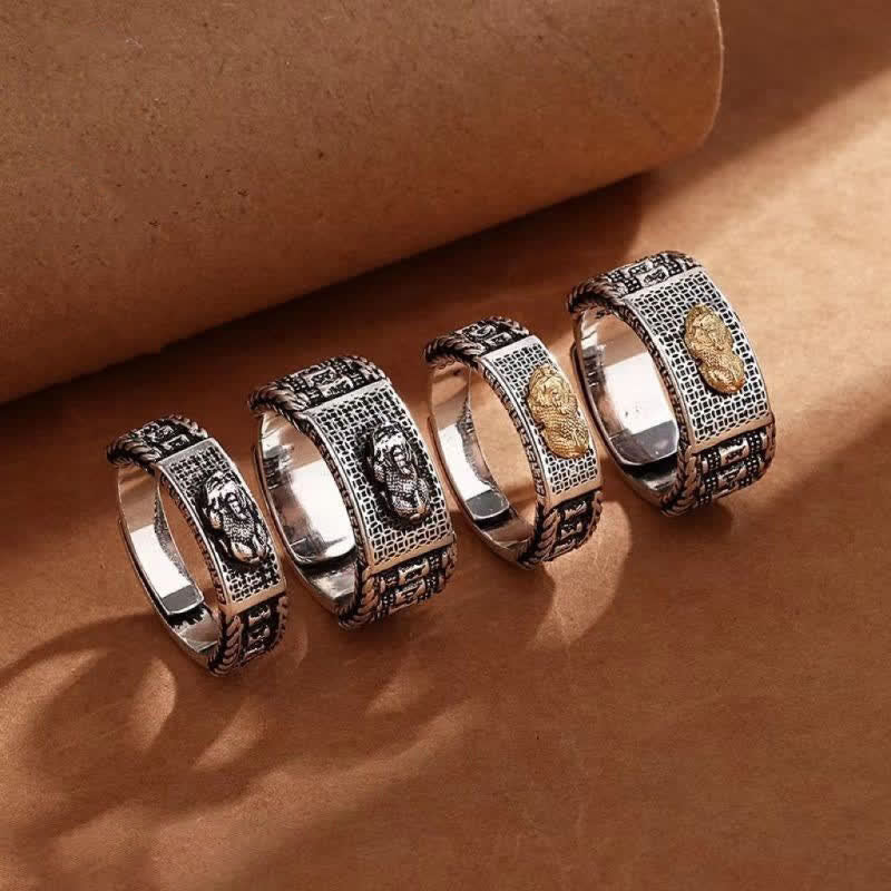 Wear FengShui Lucky FengShui PiXiu Wealth Prayer Wheels Couple Ring