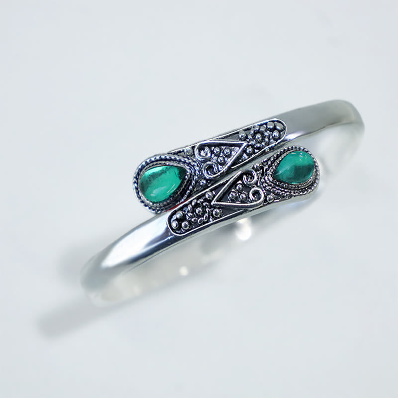 Wear FengShui Zircon Water Drop Pattern Healing Cuff Bracelet Bangle