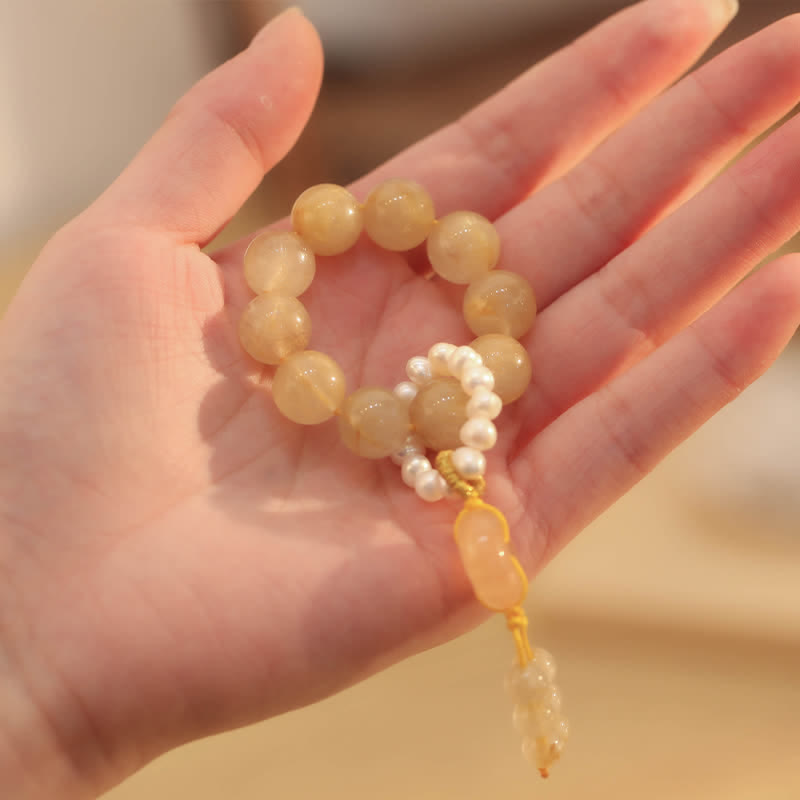 Wear FengShui Citrine Peace Buckle Prosperity Happiness Wrist Mala