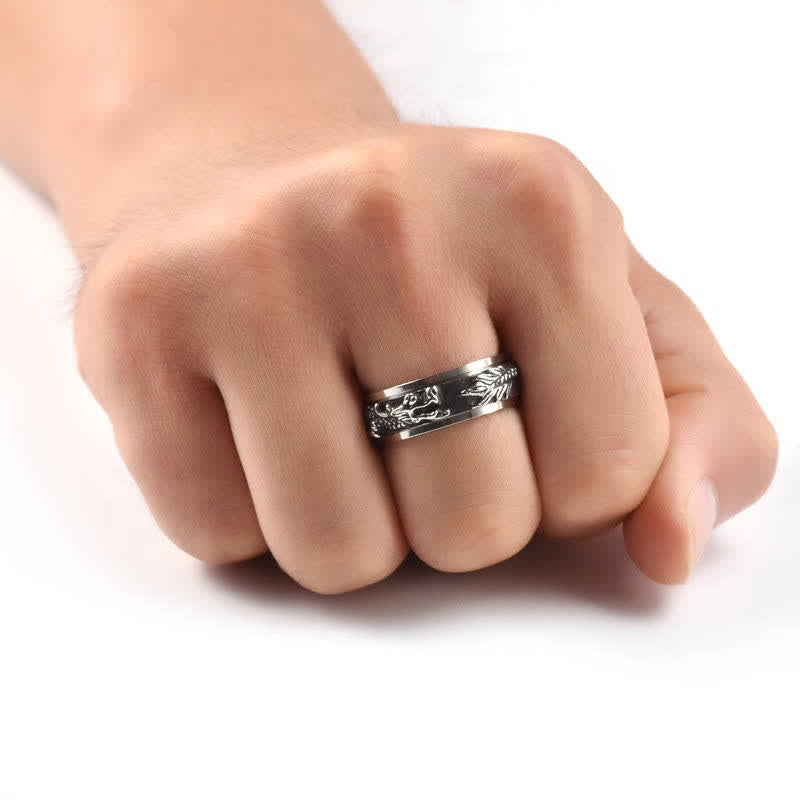 Wear FengShui Dragon Titanium Steel Stimulation Rotatable Ring