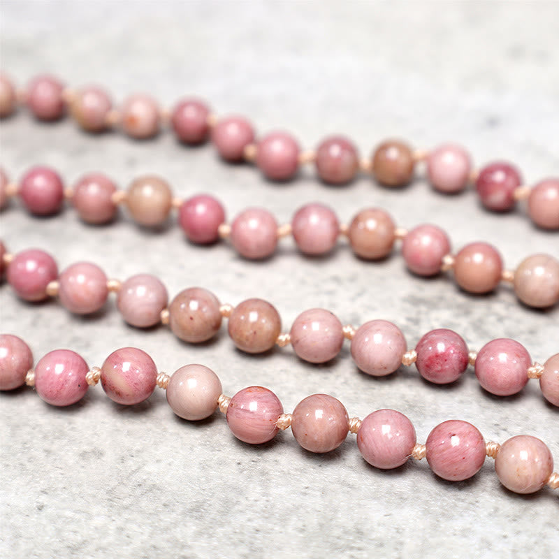 Wear FengShui 108 Mala Rhodonite Beads Yoga Meditation Prayer Beads Bracelet