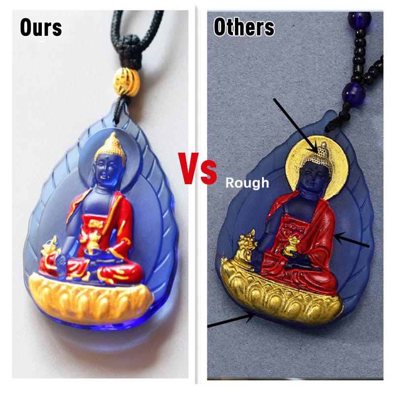 Wear FengShui Tibet Medicine Buddha Liuli Crystal Compassion Necklace Pendant