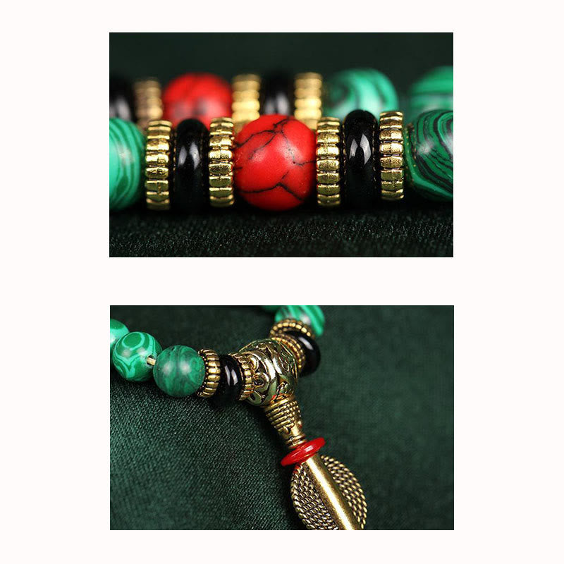 Wear FengShui Tibetan 108 Mala Malachite Beads Bracelet Necklace