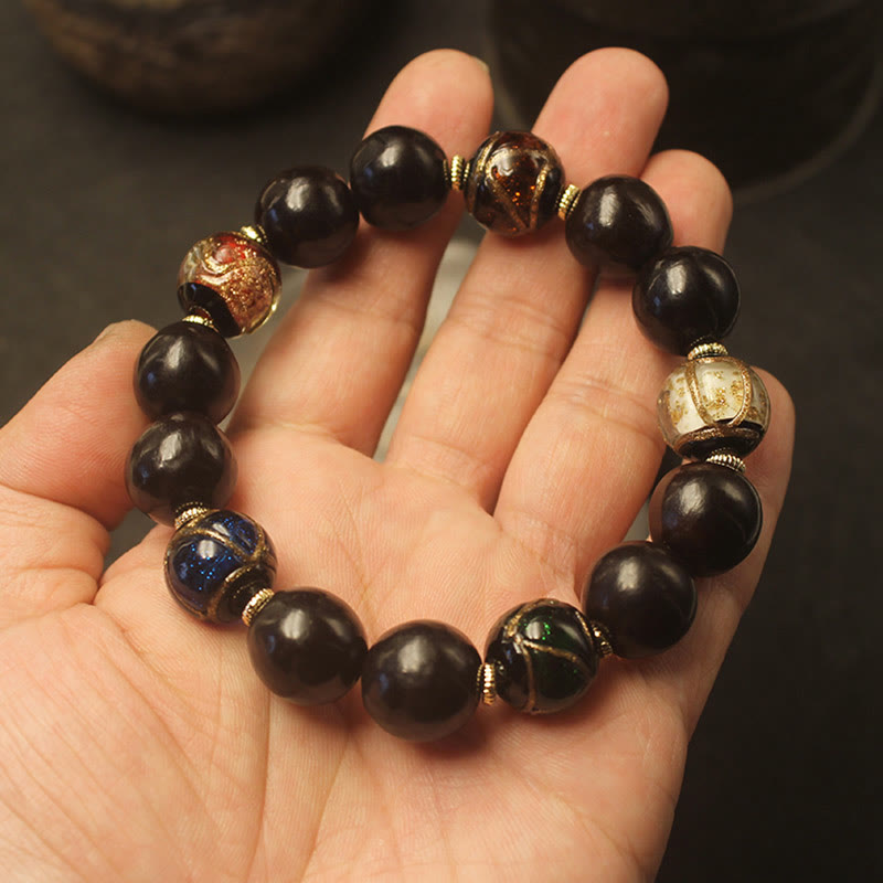 Wear FengShui Western Soapberry Incense Ash Liuli Glass Bead Wealth Bracelet