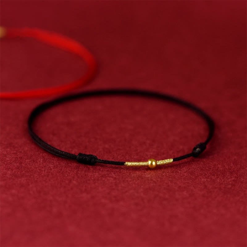 Wear FengShui 925 Sterling Silver Golden Bead Protection Braided Rope Bracelet Anklet
