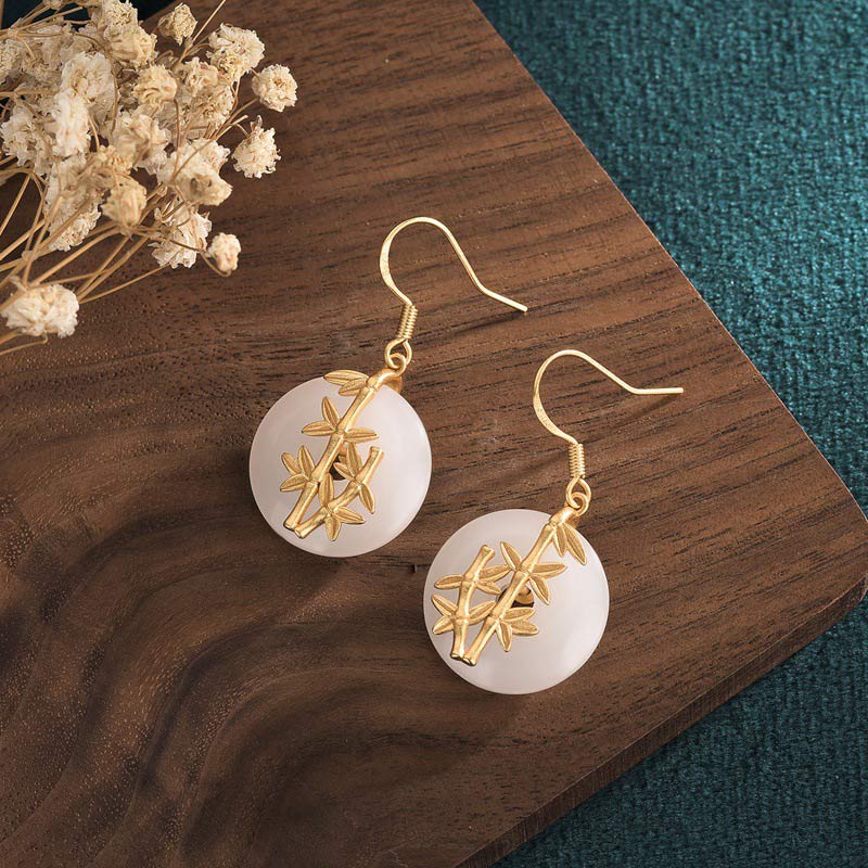 Wear FengShui FengShui White Jade Fortune Earrings