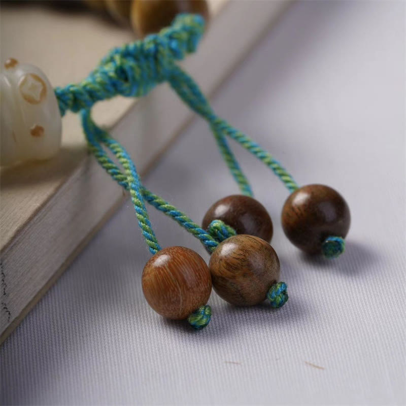 Wear FengShui Green Sandalwood Bodhi Seed Lucky Cat Positive Bracelet