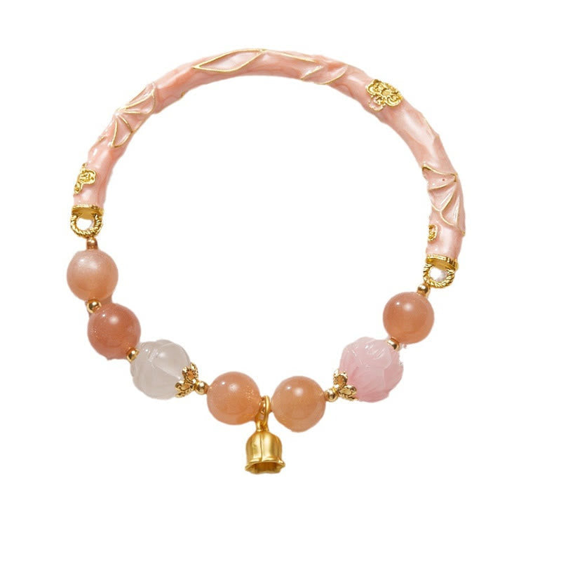 Wear FengShui Sun Stone Golden Silk Jade Lily of the Valley Charm Positive Bracelet Bangle