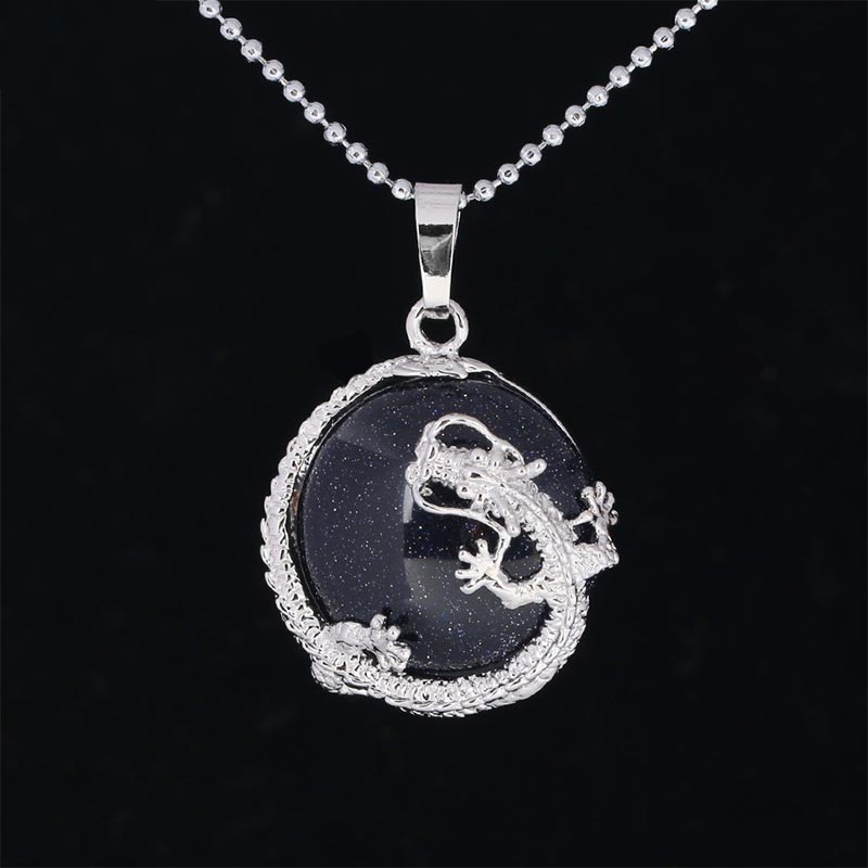 Wear FengShui Chinese Dragon Natural Quartz Crystal Healing Energy Necklace Pendant