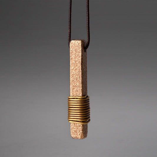 Buddha Stones Vintage Textured Design Brass Copper Wealth Necklace Pendant