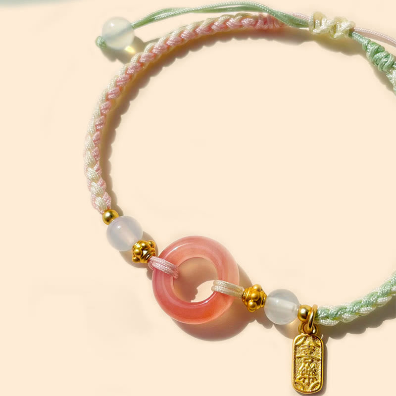 Wear FengShui Peace And Joy Agate Peace Buckle Auspicious Handmade Braided Bracelet