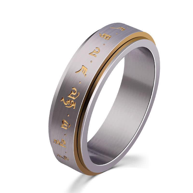 Wear FengShui Mantra Titanium Steel Balance Rotatable Ring