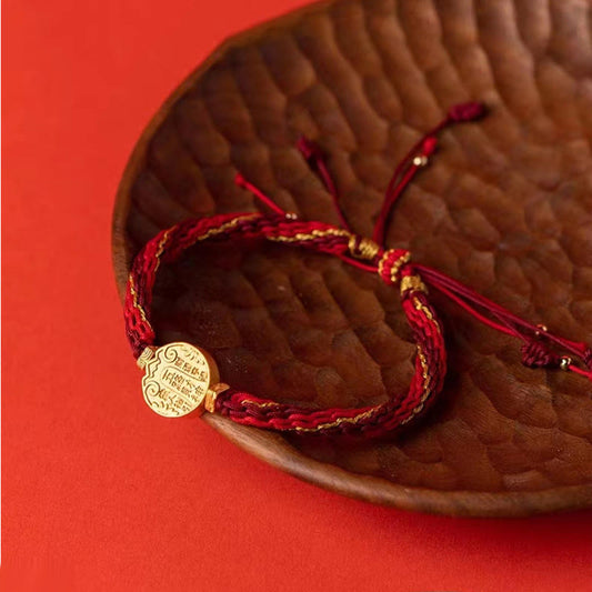 Wear FengShui Five Directions Gods of Wealth Handmade Reincarnation Knot Protection String Braid Bracelet