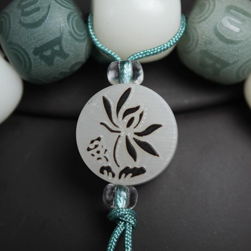 Wear FengShui White Bodhi Six True Words Protection Bracelet