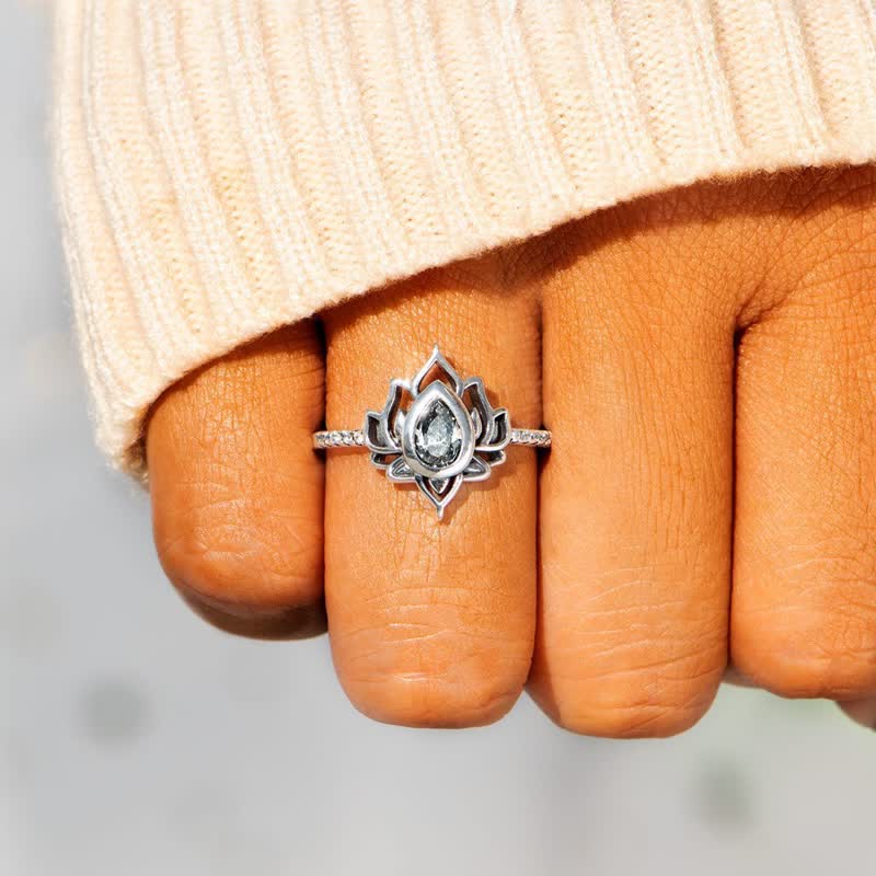Wear FengShui Sterling Silver Lotus Zircon Blessing Protection Ring