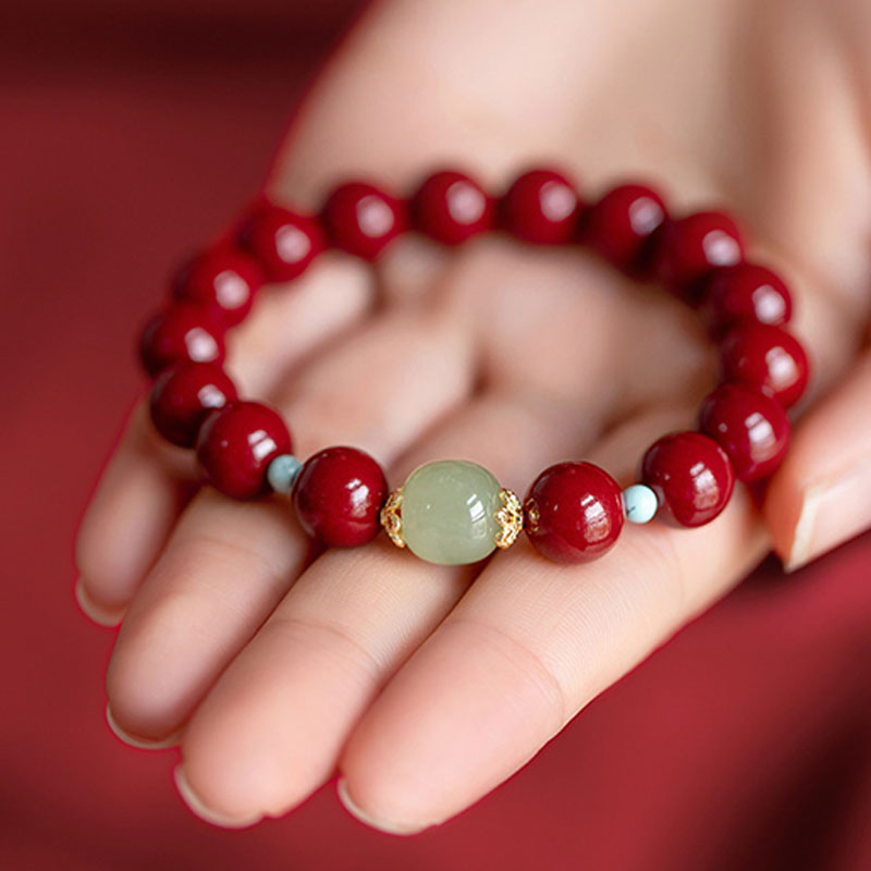 Wear FengShui Cinnabar Green Aventurine Fortune Luck Bracelet
