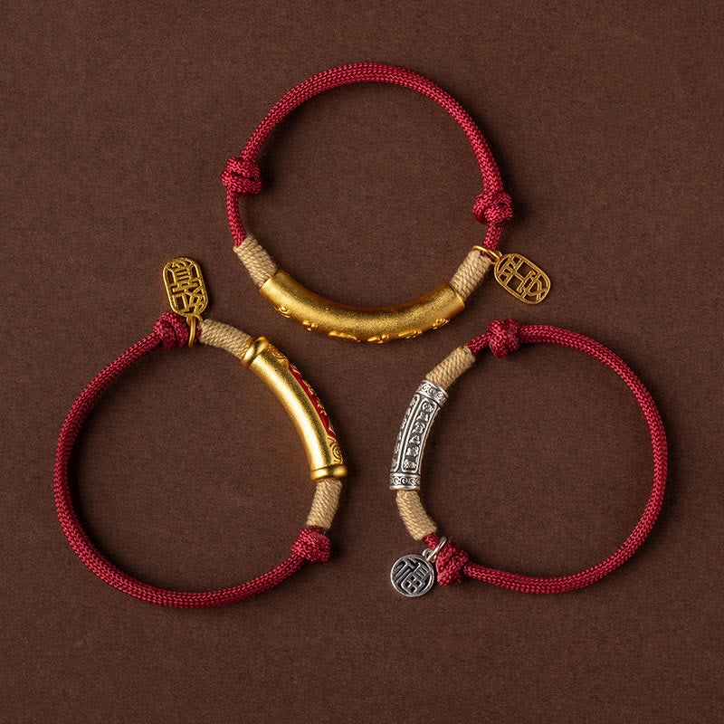 Wear FengShui 999 Sterling Silver Tibet Handmade Om Mani Padme Hum Fu Character TopRank Character Luck Braided Bracelet