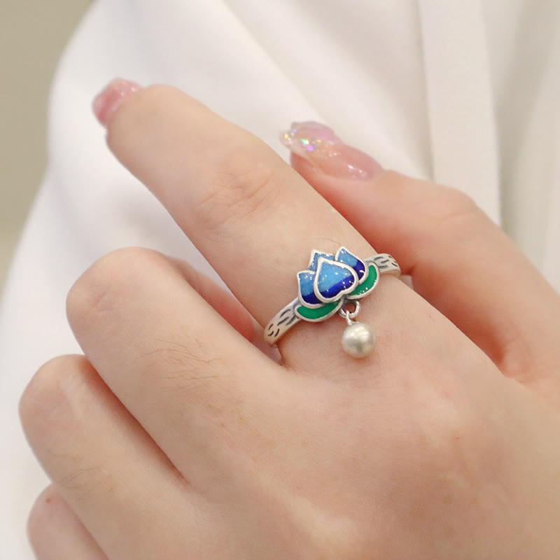 Wear FengShui Lotus Flower Pattern Enlightenment Ring