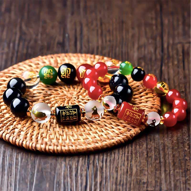 Wear FengShui Chinese Zodiac Feng Shui Obsidian Five-Element Wealth Porsperity Bracelet