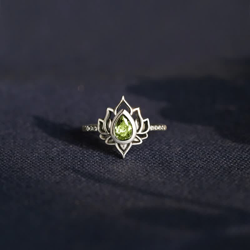 Wear FengShui 925 Sterling Silver Lotus Zircon Blessing Protection Ring