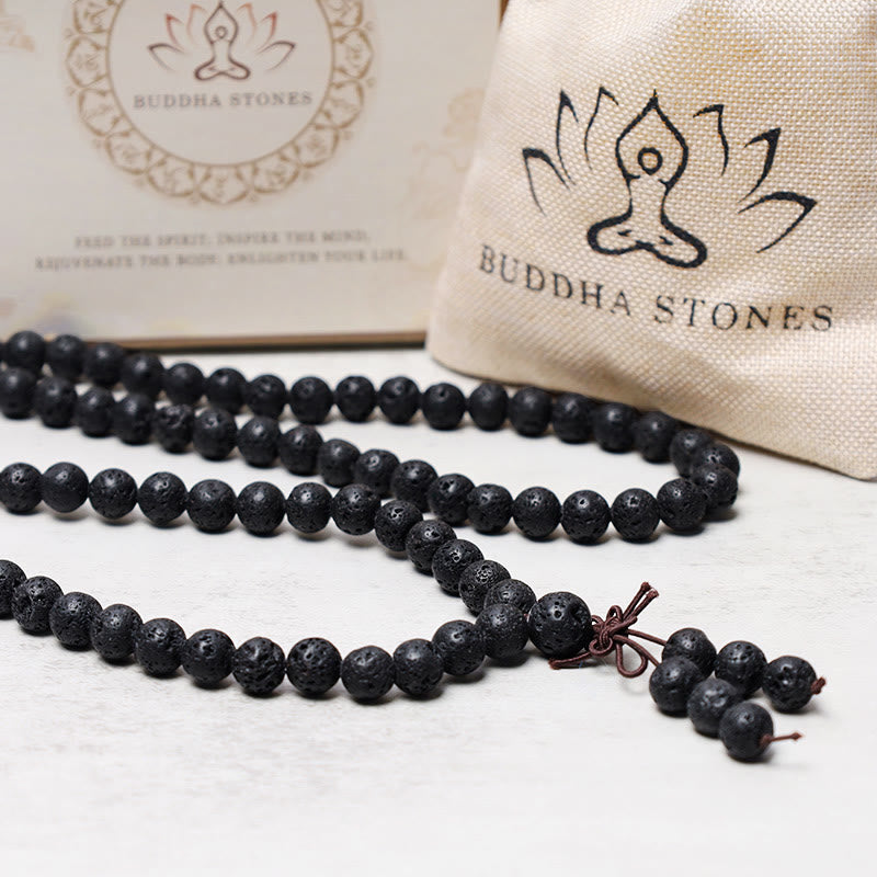 Wear FengShui 108 Natural Lava Rock Beads Prayer Mala Bracelet Necklace