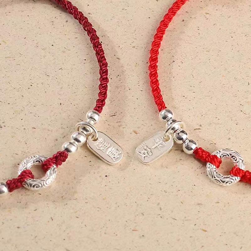 Wear FengShui 925 Sterling Silver Auspicious Clouds Peace Buckle Safe And Sound Bracelet Anklet