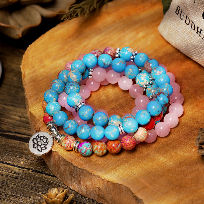 Wear FengShui Tibetan Purple Miano Real Bead Harmony Lotus Mala