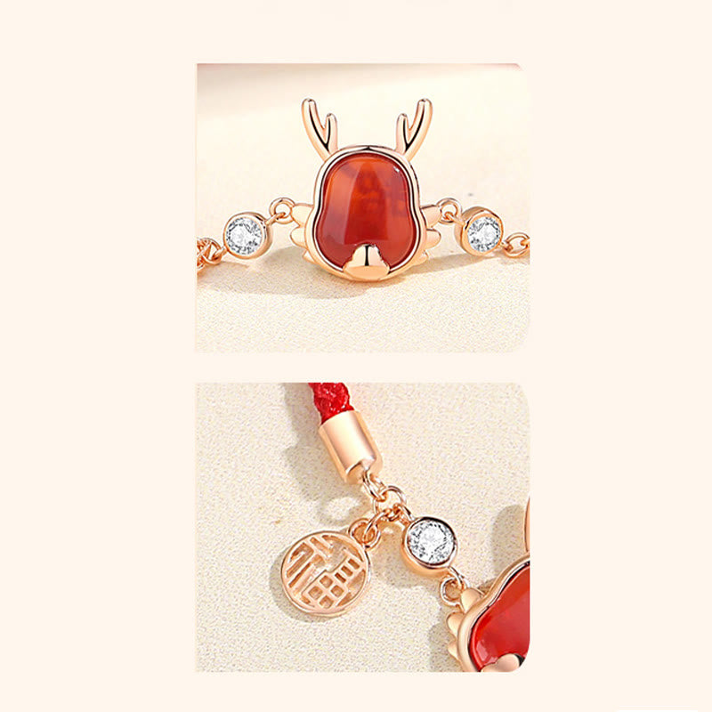 ❗❗❗A Flash Sale- Wear FengShui 925 Sterling Silver Year of the Dragon Natural Red Agate Dragon Attract Fortune Fu Character Strength Bracelet Necklace Pendant Earrings