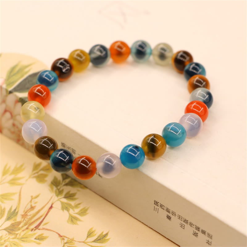 Wear FengShui Colorful Candy Agate Healing Strength Bead Bracelet