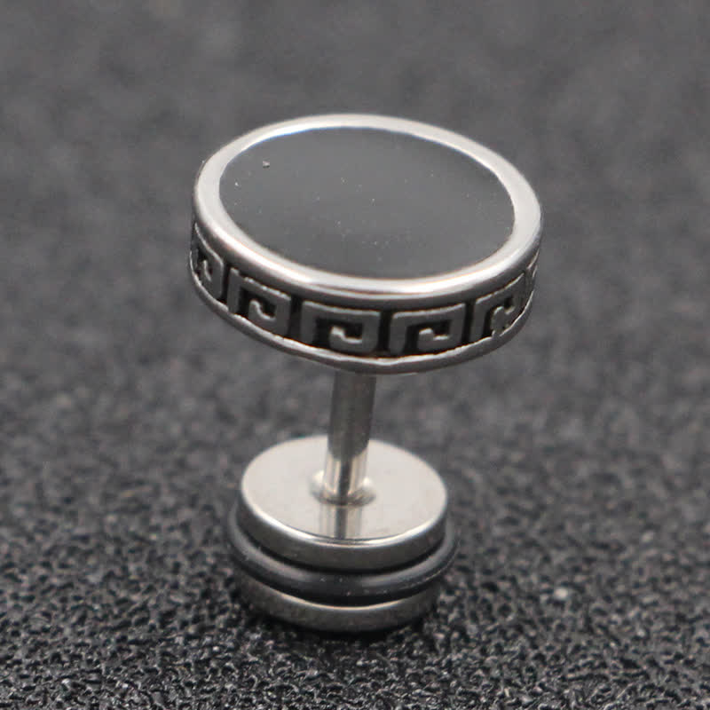 Wear FengShui Cool Men Titanium Steel Balance Round Stud Earrings