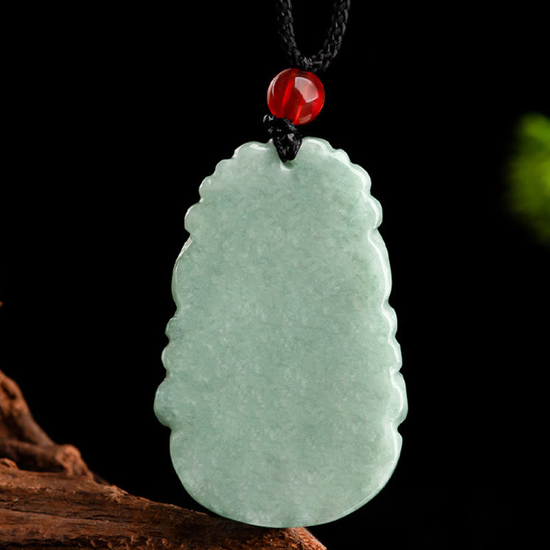 Wear FengShui Natural Green Jade 12 Chinese Zodiac Luck Prosperity Necklace Pendant